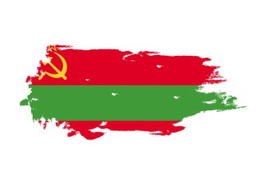 Transnistria ulusal bayrağı ile Grunge fırça darbesi. Suluboya 