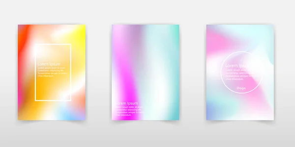 Holographic foil backgrounds set. Multicolor gradient backdrop w — Stock Vector