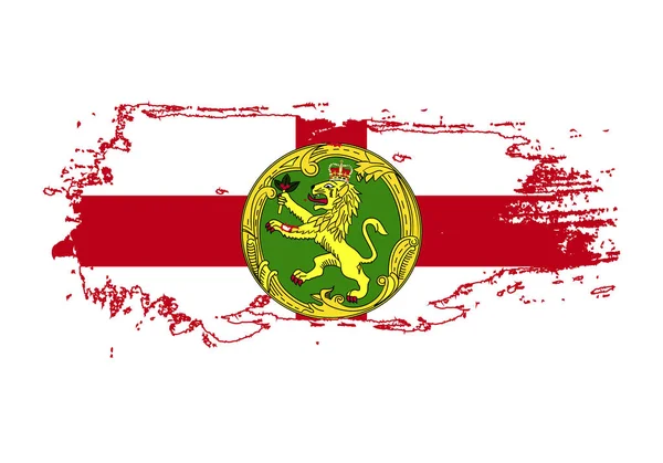 Grunge Brush stroke med Alderney National Flag. Akvarell smärta — Stock vektor