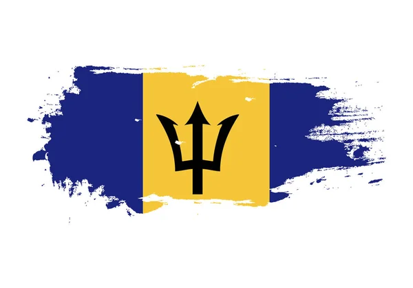 Pennellata con bandiera nazionale delle Barbados. Dolore all'acquerello — Vettoriale Stock
