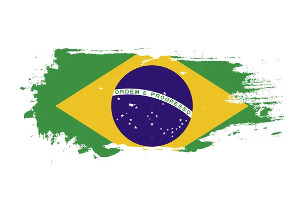브라질 국기와 그런 지 브러시 스트로크입니다. 수채화 페인트 — 스톡 벡터