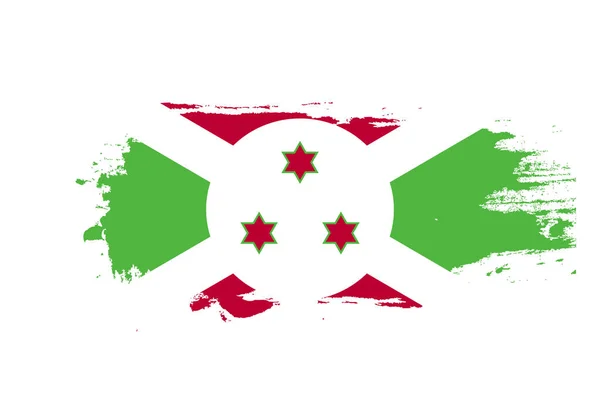 Pincelada grunge con bandera nacional de Burundi. Pintura acuarela — Vector de stock