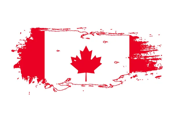 Pincel Grunge com bandeira nacional do Canadá. Pintura aquarela — Vetor de Stock