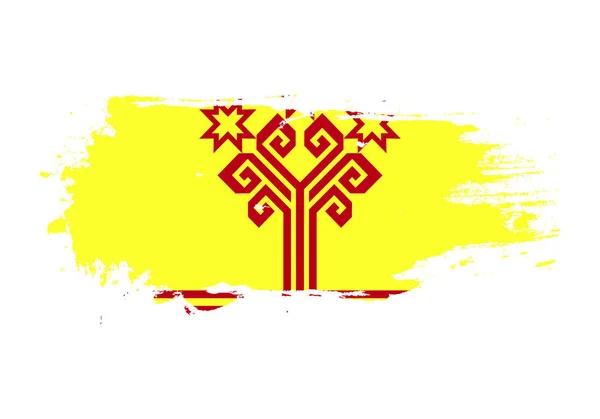 Pincelada grunge con bandera nacional Chuvashia. Acuarela pai — Vector de stock