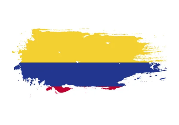 Pincelada de grunge con bandera nacional de Colombia. Dolor de acuarela — Archivo Imágenes Vectoriales