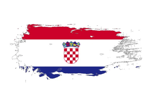 크로아티아 국기와 그런 지 브러시 스트로크입니다. 수채화 페인트 — 스톡 벡터