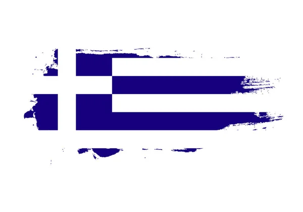 Pincelada grunge con bandera nacional de Grecia. Pinturas de acuarela — Vector de stock