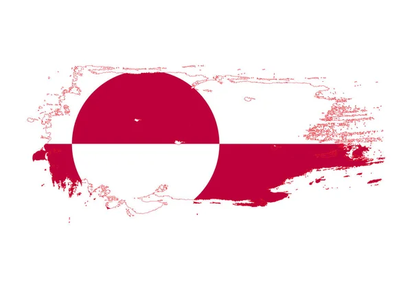 Grönland ulusal bayrağı ile Grunge fırça darbe. Suluboya pai — Stok Vektör