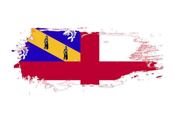 Pennellata Grunge con bandiera nazionale Herm. Pittura ad acquerello — Vettoriale Stock