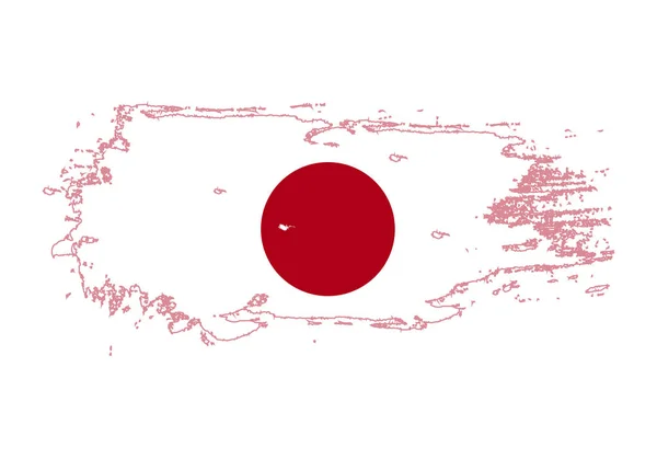 Grunge Pinselstrich mit japanischer Nationalflagge. Aquarellmalerei — Stockvektor