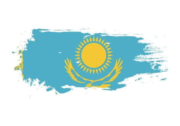 Pincelada grunge con bandera nacional de Kazajstán. Acuarela pa — Vector de stock