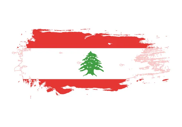 Grunge penseelstreek met Libanon nationale vlag. Aquarel verf — Stockvector