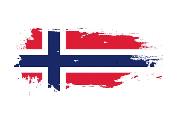 Гранжа кисть з національним прапором Норвегії. Фарбування аквареллю — стоковий вектор