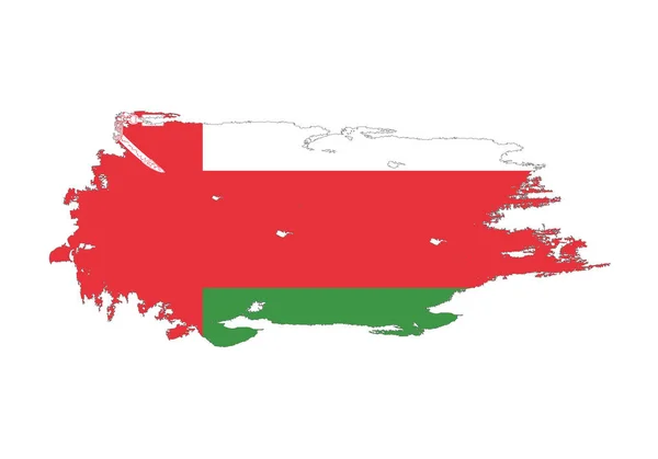 Grunge kefe stroke Omán nemzeti zászló. Akvarell festés — Stock Vector