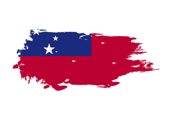 Pincelada grunge con bandera nacional de Samoa. Pintura de acuarela — Archivo Imágenes Vectoriales