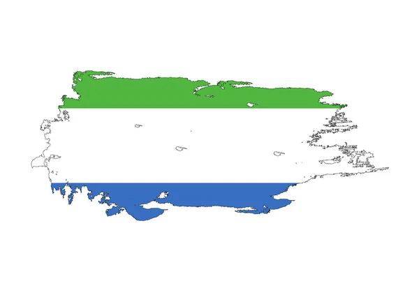 シエラレオネの国旗を持つグランジブラシストローク。水彩 — ストックベクタ