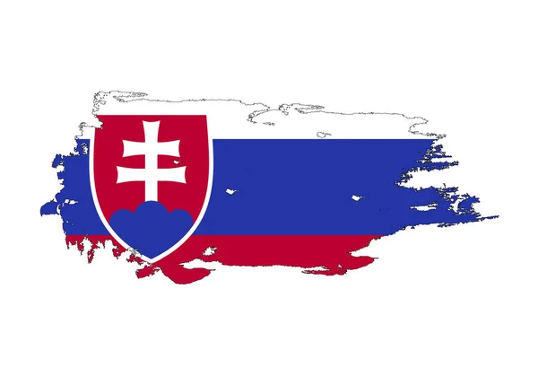 Grunge Pinselstrich mit slowakischer Nationalflagge. Aquarellschmerz — Stockvektor