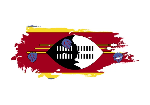 Coup de pinceau grunge avec drapeau national du Swaziland. Aquarelle pai — Image vectorielle