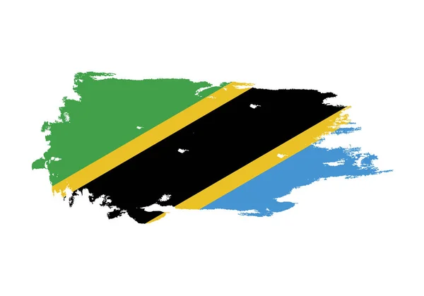 Pincelada grunge con bandera nacional de Tanzania. Dolor de acuarela — Archivo Imágenes Vectoriales