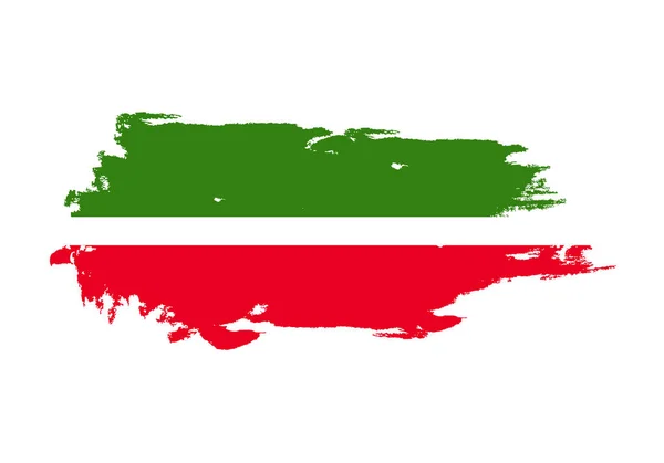 Grunge brush stroke with Tatarstan national flag. Watercolor pai — Stock Vector