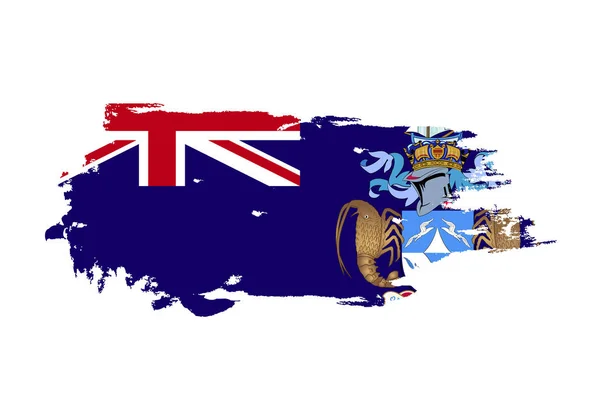Grunge penseelstreek met Tristan da Cunha nationale vlag. WATERCO — Stockvector