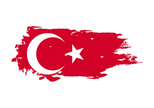 Grunge Pinselstrich mit türkischer Nationalflagge. Aquarellmalerei — Stockvektor