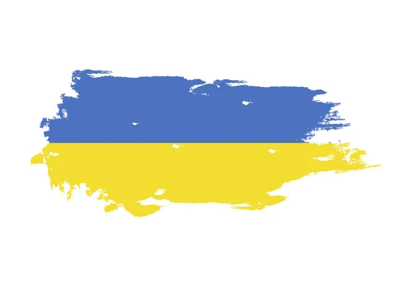 Golpe de cepillo grunge con bandera nacional de Ucrania. Pintura acuarela — Vector de stock