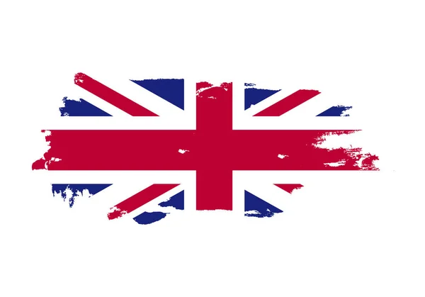 Coup de pinceau Grunge avec drapeau national du Royaume-Uni. Colonne d'eau — Image vectorielle