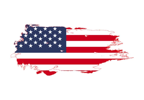 Grunge Brush Stroke met de Amerikaanse nationale vlag. Aquarel — Stockvector