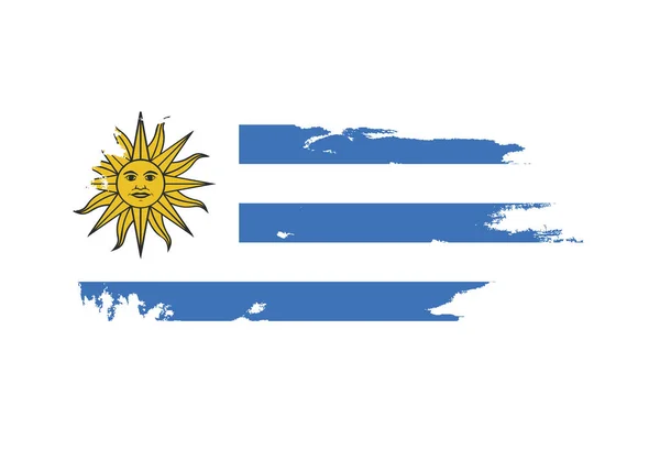Grunge coup de pinceau avec le drapeau national de l'Uruguay. Peinture aquarelle — Image vectorielle