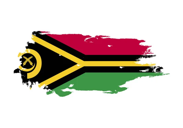 Grunge brush stroke with Vanuatu national flag. Watercolor paint — Stock Vector