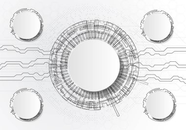 Açık gri backgroun vektör soyut fütüristik devre kartı