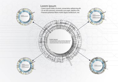 Açık gri backgroun vektör soyut fütüristik devre kartı