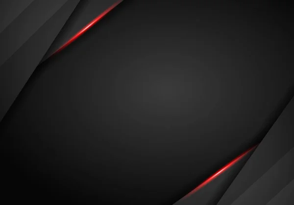 Tech fond noir avec des rayures rouges contrastées. Vecteur abstrait — Image vectorielle