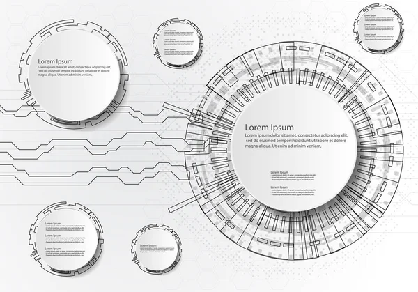 Infografías con tecnología de círculos sobre fondo blanco. Puede ser — Vector de stock