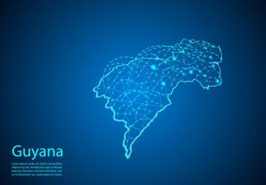 çizgilerle bağlantılı düğümleri ile guyana haritası. küresel komünizm kavramı