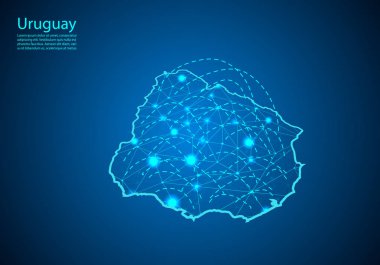 çizgilerle birbirine bağlı düğümleri ile uruguay haritası. küresel komün kavramı