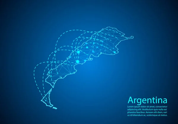 Carte argentine avec nœuds reliés par des lignes. concept de communication globale — Image vectorielle