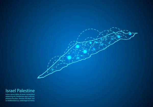 Izrael Palestyna mapa z węzłami połączone liniami. koncepcja glob — Wektor stockowy