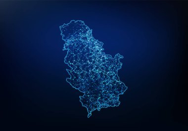 Sırbistan harita ağı, internet ve küresel bağlantı c Soyut