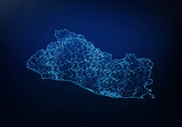 Resumen de la red de mapas de El Salvador, internet y conexión global — Archivo Imágenes Vectoriales