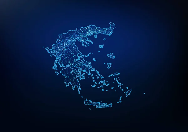 Περίληψη της Ελλάδας χάρτη δίκτυο, Internet και παγκόσμια σύνδεση c — Διανυσματικό Αρχείο