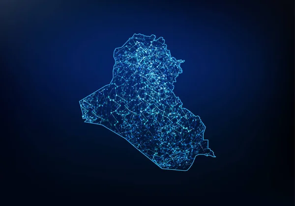 Resumen de iraq map network, internet y conexión global con — Archivo Imágenes Vectoriales