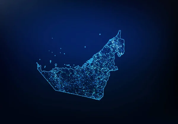 Samenvatting van de Verenigde Arabische Emiraten kaart netwerk, Internet en globa — Stockvector