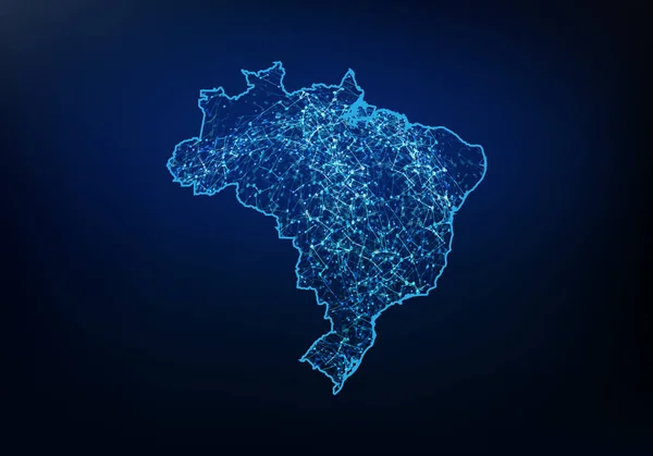 Resumen de la red de mapas de Brasil, internet y conexión global c — Vector de stock