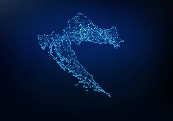 Περίληψη της Κροατίας χάρτη δίκτυο, Internet και παγκόσμια σύνδεση — Διανυσματικό Αρχείο