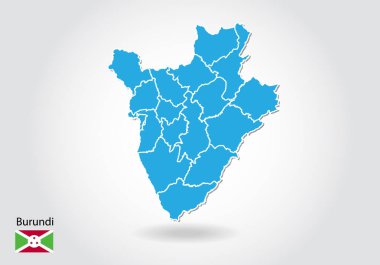 3d tarzı ile burundi harita tasarımı. Mavi burundi haritası ve Ulusal 