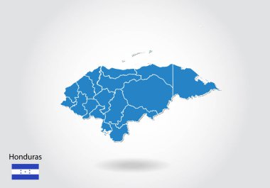 3d tarzı ile honduras harita tasarımı. Mavi honduras haritası ve Nationa