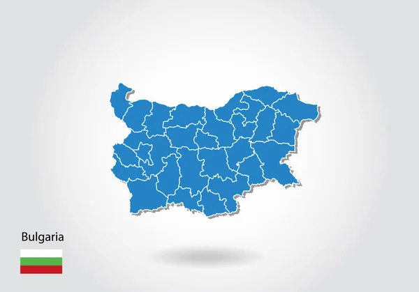 Болгарія дизайн карти з 3D-стилі. Синя Болгарія карта і Національа — стоковий вектор