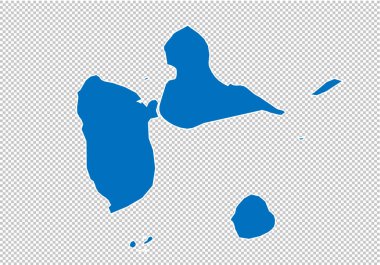 Guadeloupe Haritası-Guadeloupe ilçeler/bölgeler/Devletler ile yüksek detaylı mavi harita. Nepal harita şeffaf arka planda izole.